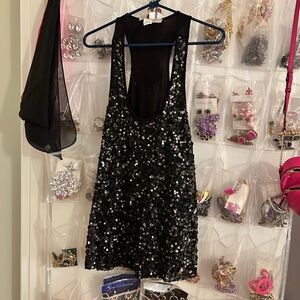Black Sequin Sleeveless Dress